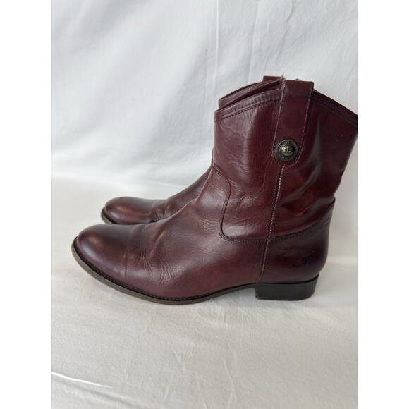 Frye Melissa Button Short Burgundy Leather Side Zip Booties Women’s Size 11B - Picture 2 of 13